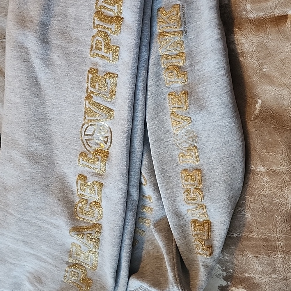 Y2K Pink Peace Bling Dog Set. Zip up hoodie with matching capris.Size: S - Picture 4 of 10